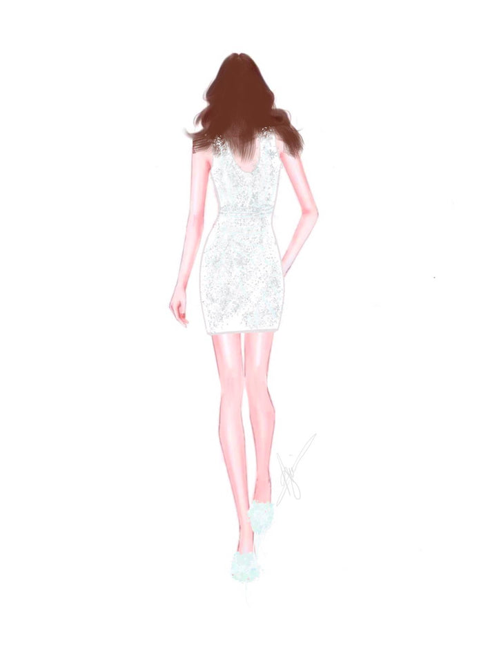 Timeless exquisite mini wrap offwhite dress