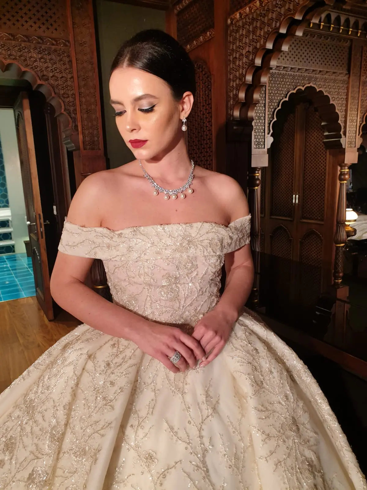 AFWNova 2020 off shoulder sparkling wedding dress