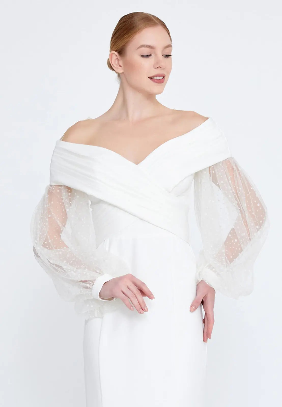 Off shoulder wedding dress aishafashionworld