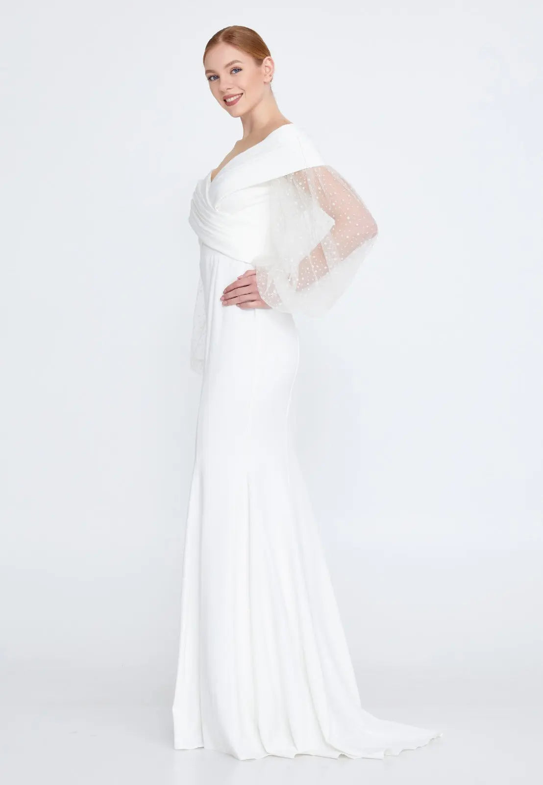 Off shoulder wedding dress aishafashionworld
