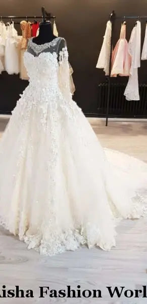 Aisha Fashion World Detailed Ball Lace Wedding - aishafashionworld