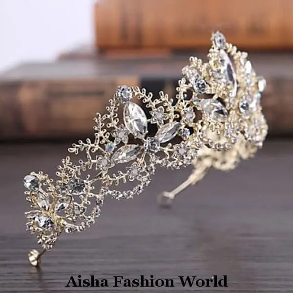 Wedding Rhinestone Alloy Tiaras with Floral - aishafashionworld