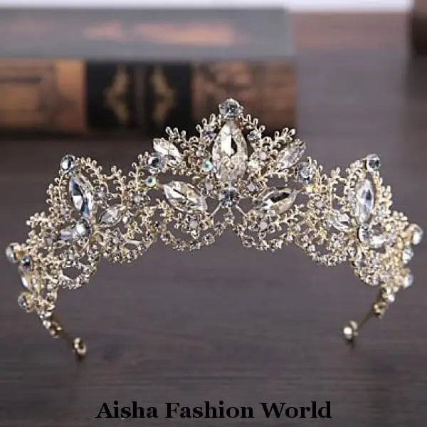 Wedding Rhinestone Alloy Tiaras with Floral - aishafashionworld