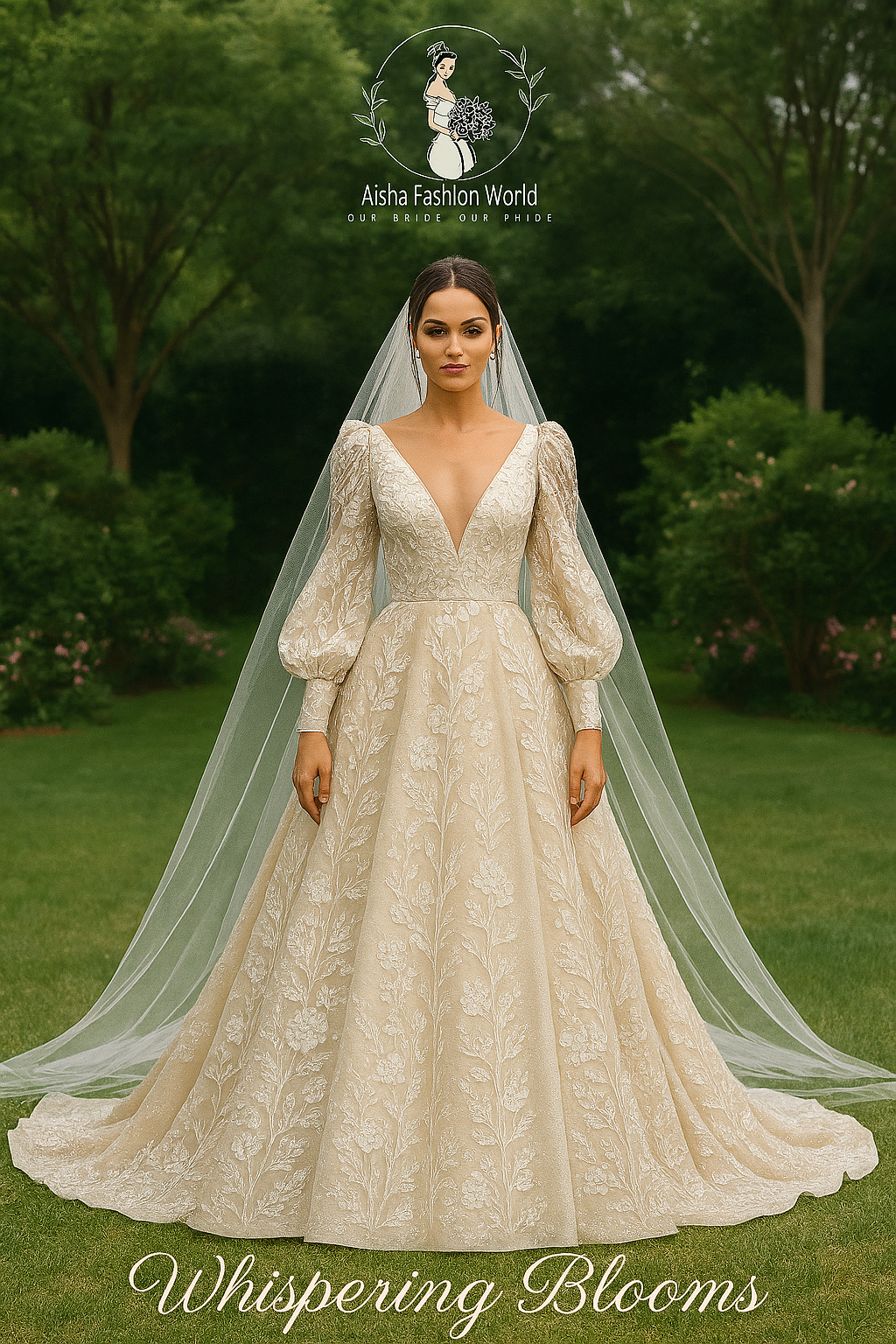 🌿 Aisha Fashion World Garden Wedding Gown