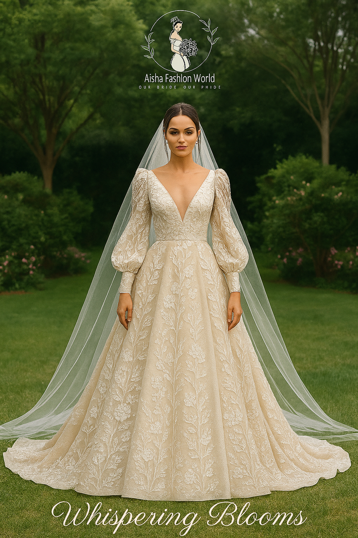 🌿 Aisha Fashion World Garden Wedding Gown