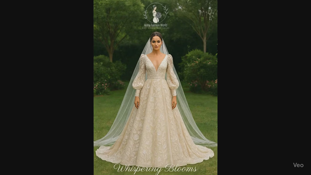 🌿 Aisha Fashion World Garden Wedding Gown