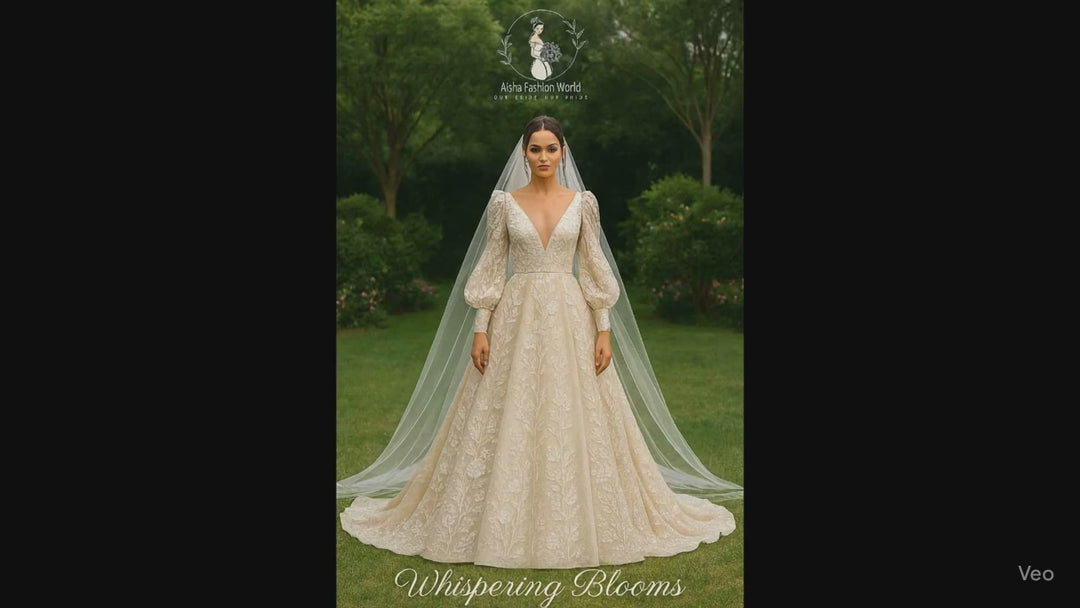 🌿 Aisha Fashion World Garden Wedding Gown