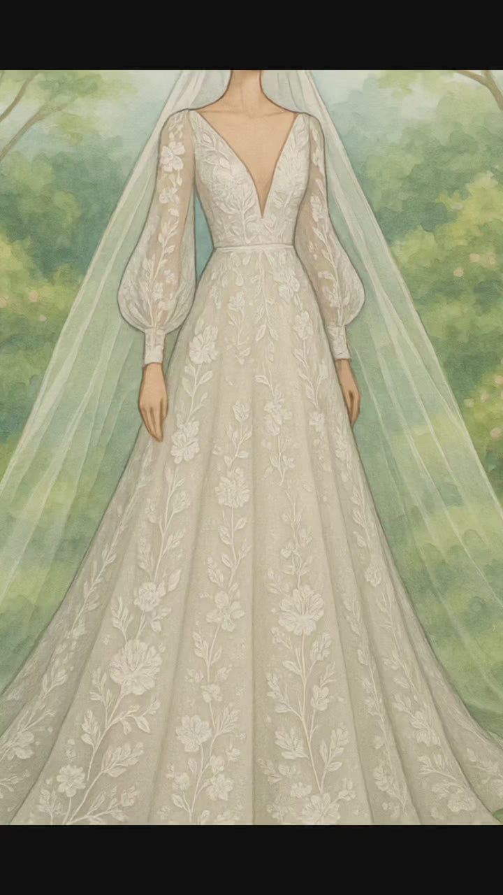 🌿 Aisha Fashion World Garden Wedding Gown