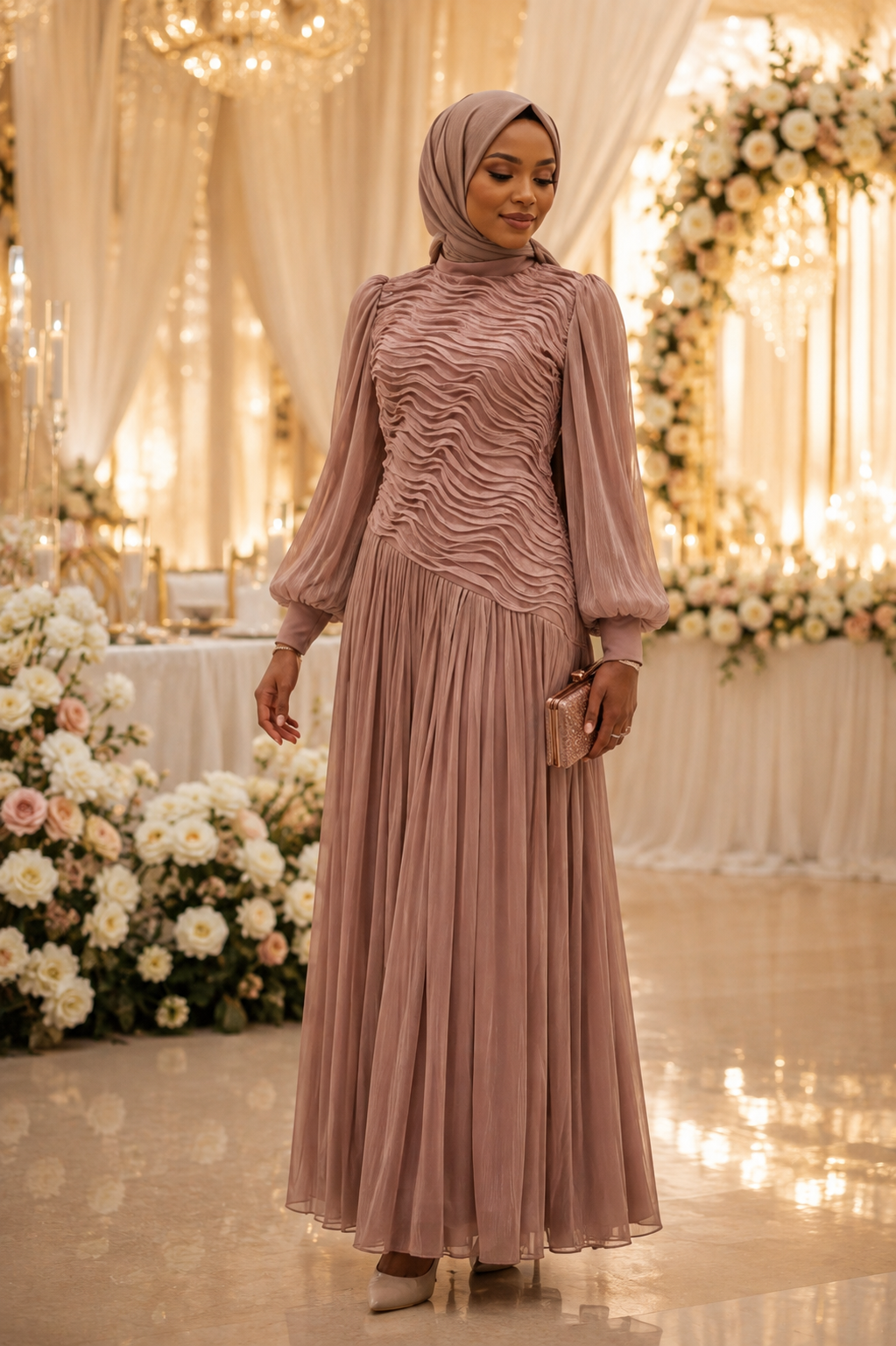 Aisha Modest – Ruched Pleated Occasion Dress