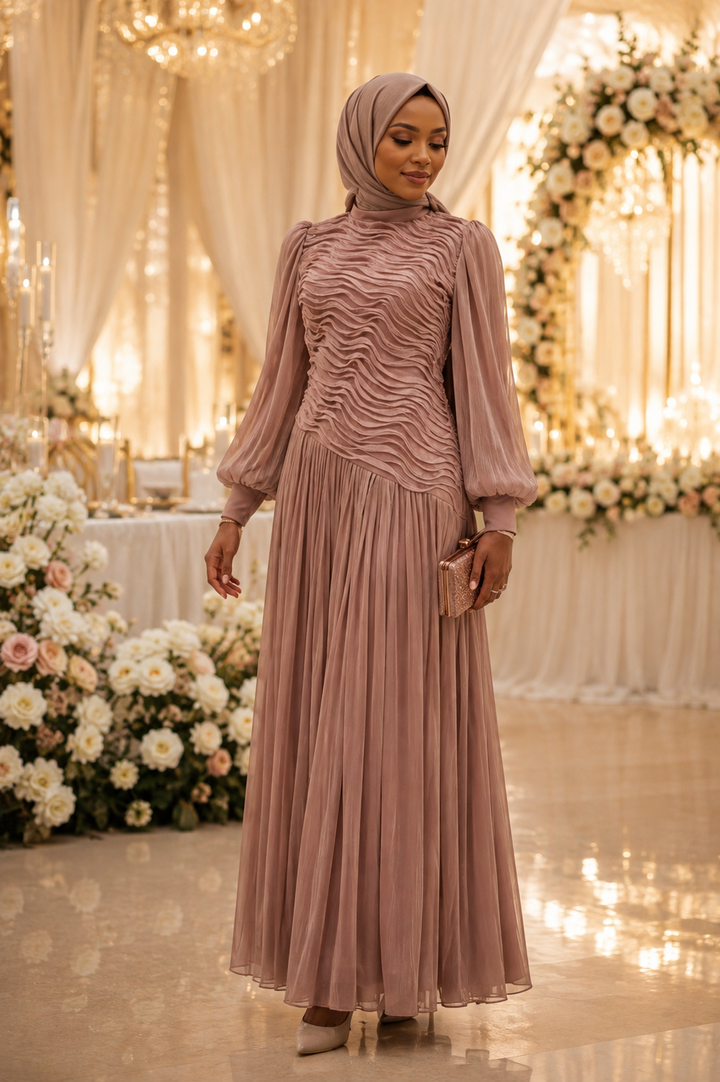 Aisha Modest – Ruched Pleated Occasion Dress