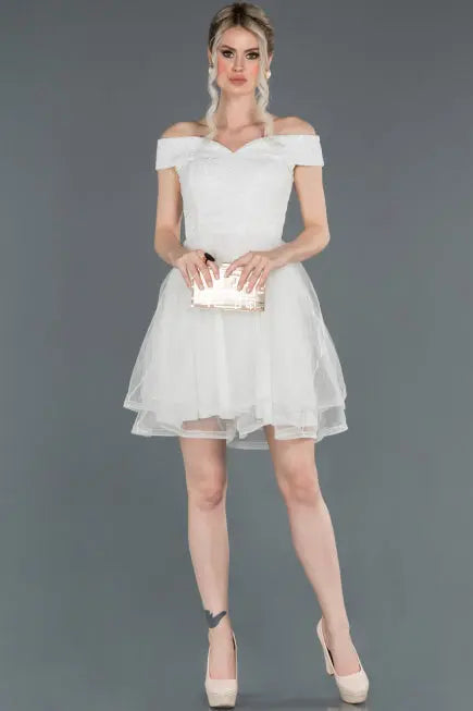 Short White Prom Gown AFWABK776 aishafashionworld