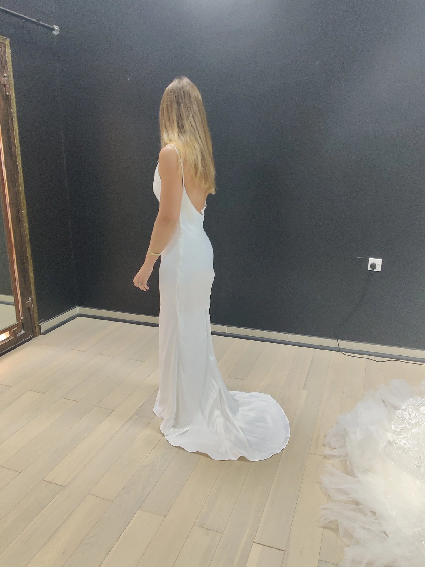 Elegant beach silk wedding dress