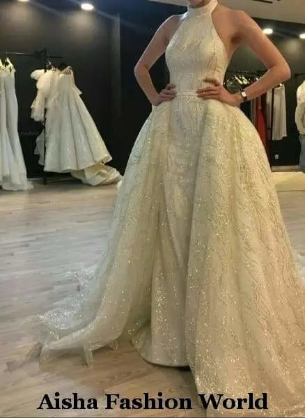 Aisha Fashion World Bridal 2 in 1 Stunning Wedding Dress in Qatar - aishafashionworld