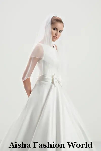 Aisha Fashion World Double Layered Elbow Wedding Veil AFWV7-150/2 - aishafashionworld