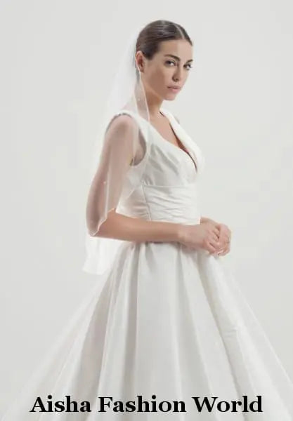Aisha Fashion World Double Layered Elbow Wedding Veil AFWV7-150/2 - aishafashionworld