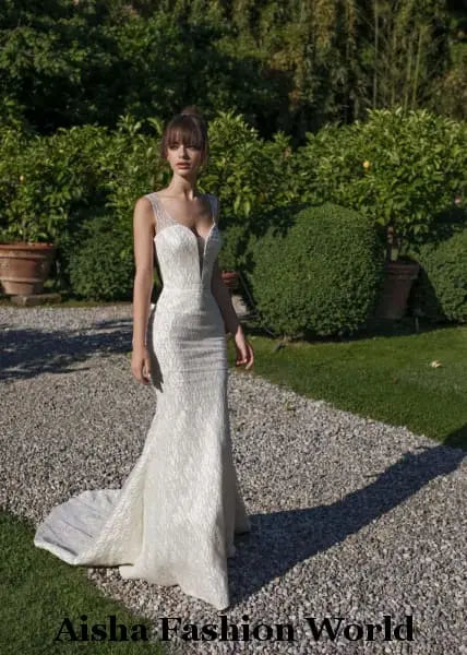 Aisha Fashion World Glitter Mermaid Wedding Dress - aishafashionworld