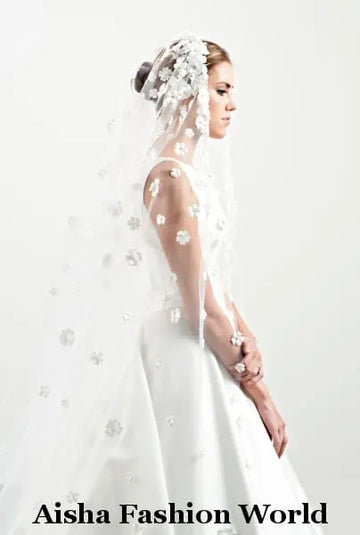 Aisha Fashion World V56-350/1 3D Flower Intensive Wedding Veil main image 1