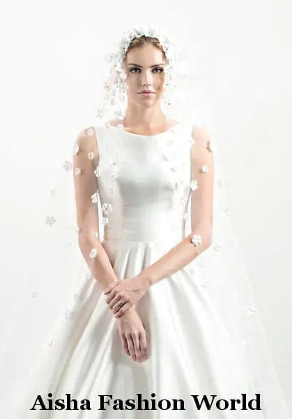 Aisha Fashion World V56-350/1 3D Flower Intensive Wedding Veil - aishafashionworld