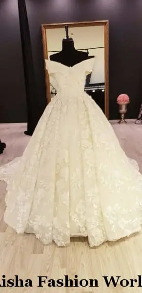 Full lace ball wedding dress - aishafashionworld