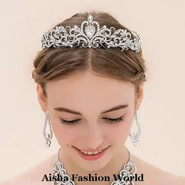 Rhinestone Alloy Tiara/Crown - aishafashionworld